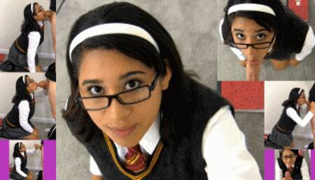 Hogwarts witch eRica milks a cock until magic cum spews all over her!