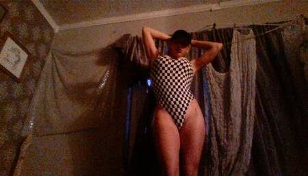 Working out in a Leotard and practicing scissors on my stuffed animals