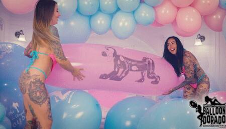 Megan and Caro ride to pop 36 Inch China Balloons 4K UHD Version