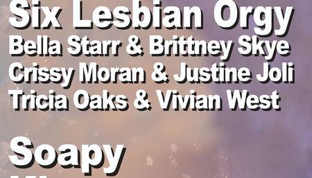 Bella Starr & Brittney Skye & Crissy Moran & Justine Joli & Tricia Oaks & Vivian West & Jack Six Lesbian Orgy Gmcv1052