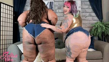 Double BBW Juicy Ass Jean Short Jiggling