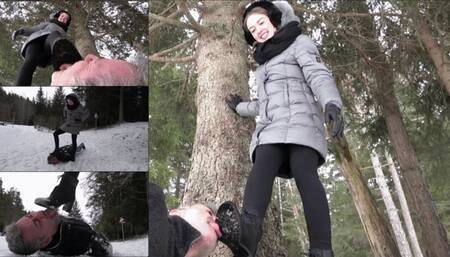 NINA MOROVIC - A trip to the mountains - OUTDOOR INHUMAN trampling and boot worship IN THE SNOW (EXTREME CRAZY CLIP!)