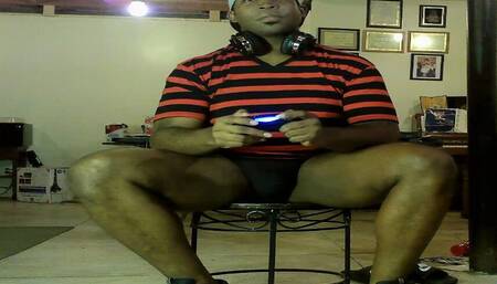Gaming Jock Playing Final Fantasy Vii Remake and Riding Dildo