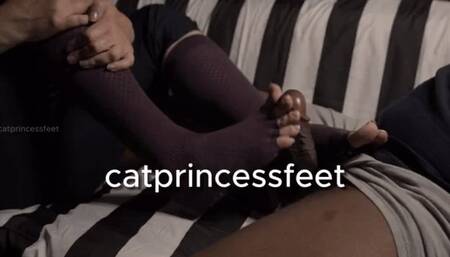 Toeless yoga sockjob toejob, fat big dick footjob, milf feet, french tip pedicure, foot fetish