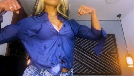 Brenda Biceps Flexing Video 27 - Neck veins, forarm flexing, sensual audio and epic bicep peaks