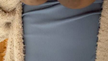 Ebony Girl Milks Pierced Nipples