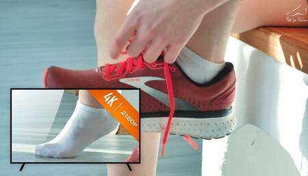 Sweaty Girl Sock Removal of a Sports Beauty - 4K 2160p MP4