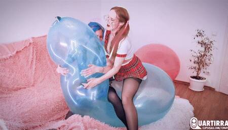 Q916 Mariette and Cosette seductively ride and pop 4 huge RX36 Longnecks - 480p