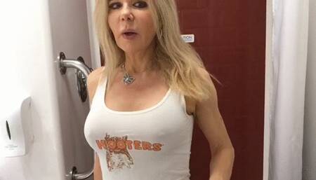 Hooters outfit then shower tease