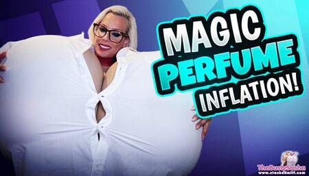 Magic perfume inflation! My jacket can't hold those tits!
