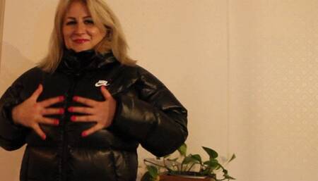 Real orgasm whit downjacket
