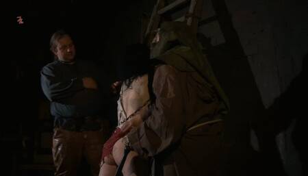 Maid gets whipped until her nipples get hard