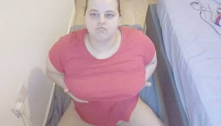 BBW stretching in white pants