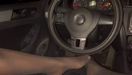 Erotic Black Girl with Strong Legs in Black Pantyhose & School Girl Skirt - Mounted Pedal