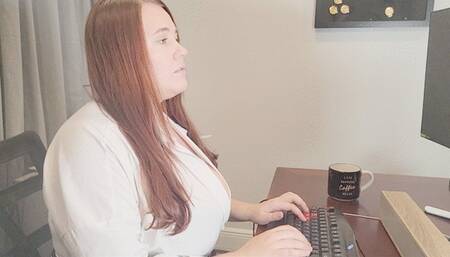 Stressed Busty Redhead Has a Heart Attack