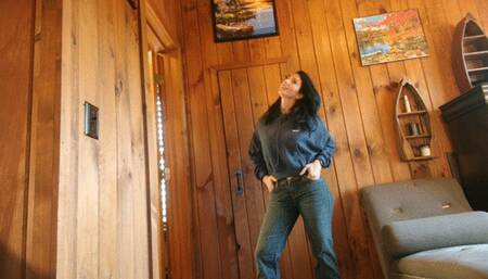 embarrassed teacher shows belly