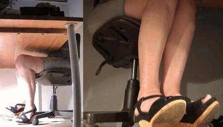 Tanja squashes my penis under Lea's cork wedges - Cam 1