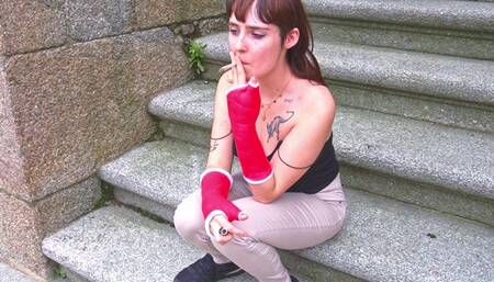 Yuri's Double SATS Rolling and Smoking a Cigarette