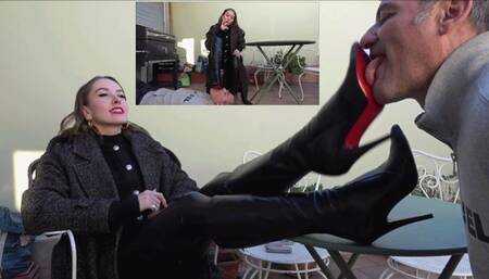 NINA MOROVIC - Lick the dirt from my soles! - Boot worship, spitting, human ashtray