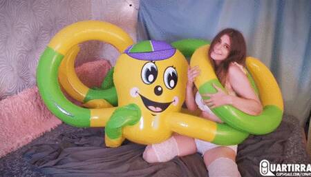 C105 Cosette plays with inflatable Octopus nonpop - 480p
