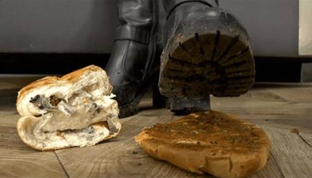 Disgusting slave meal with dirt, spit and ash