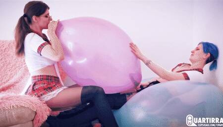 Q Cosette btp's big balloon with Stashia's strapon inside it - 1080p