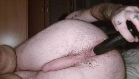 Hairy Boy Plays with His Hairy Ass and a Dildo