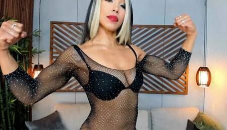 Brenda Biceps Black Dress Long Sleeves Flexing Video