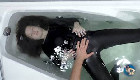 Helen in her black wet clothes and her masters hands (FHD)