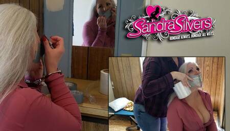 Stolen Secretary Sandra Silvers Self Gags - Gets Mouth & Hands Wrapped in Plastic as Punishment – A Stockholm Syndrome Bondage Fantasy! Video #2848 WMV Version