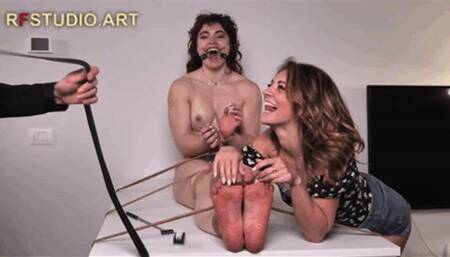 Alexis Luna is topless and tied - Alba Zevon and John are having fun with her feet (FULL HD MP4)