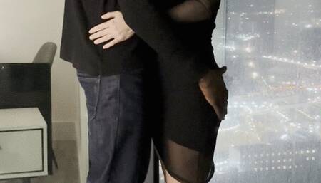 My BBC date fucking me on a balcony in London