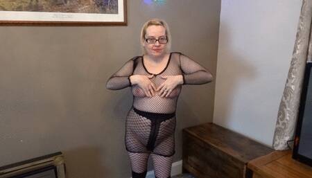 sexy Dancing in fishnet hose and Fishnet body stocking