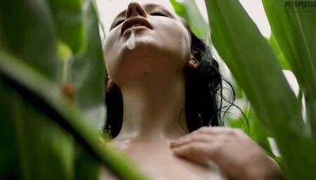 Quinn Linden drools naked allover her glossy oily body in slow Motion Pt 2 mobile version