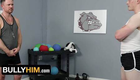 Bully Him - Perv Coach Jesse Zeppelin Blasts Hot Load Over Submissive Student Jay Tee's Round Ass