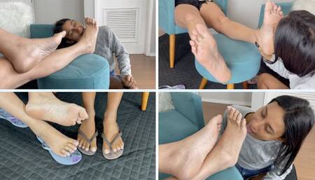 The neighbor sucking Elisabeth's huge feet (MP4-HD 1080p)