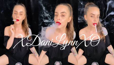 Smoking Marlboro in Black Dress