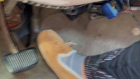 Revving hard and Flooring in Brown Slippers