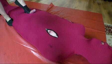 Evil Red Mistress does a very hard handjob and ruins orgasm on a totally mummified slave WMP version