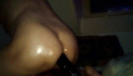 Sissy Rides a Big Black Dildo.