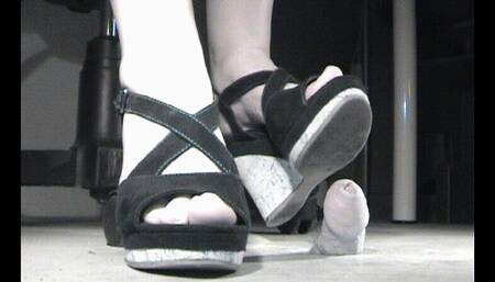 Tanja squashes my penis under Lea's cork wedgies - Cam 3