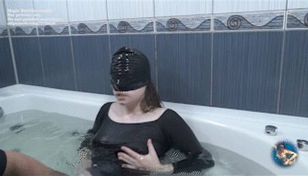 Helen in black wet clothes and a rubber cap (FHD)