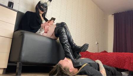 Boot domination and ignore in My sexy over the knee boots