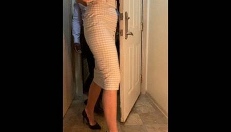 Walk in from a date night to cum on my feet