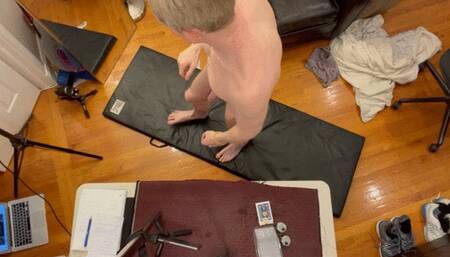 Overhead View of Lean, Ginger Stud Showing Off