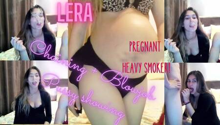Pregnant Lera Chainsmoking & Blowjob For Her bf