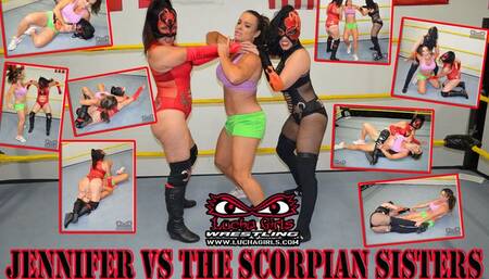 1325-Jennifer Thomas vs the Scorpion Sisters - 2 on 1 Female Wrestling