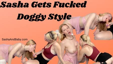 Sasha Gets Strap-On Fucked Doggystyle