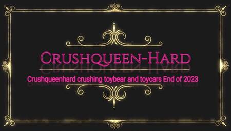 Crushing crush toybear and some pullback toycars in nylons and different shoes