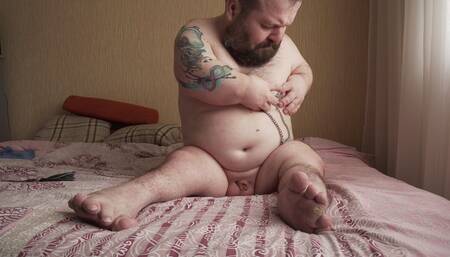 Midget Spanks Himself and Punish Dick